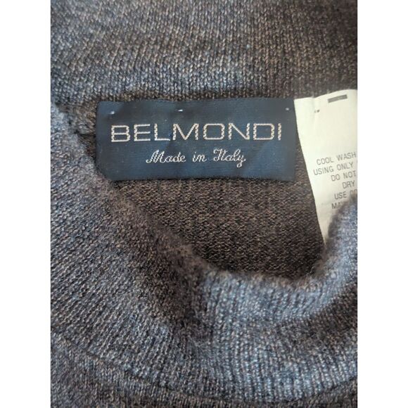 BELMONDI Extrafine Merino Wool Mock Neck Sweater M/L Brown Made in Italy Luxury - Picture 3 of 7